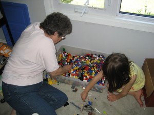 Grandma playing Lego